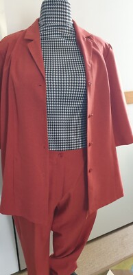 Damen Plus Size Zweiteiler-Set Kostüm - Blazer & Hose, Rostrot, Gr. 50, wie Neu