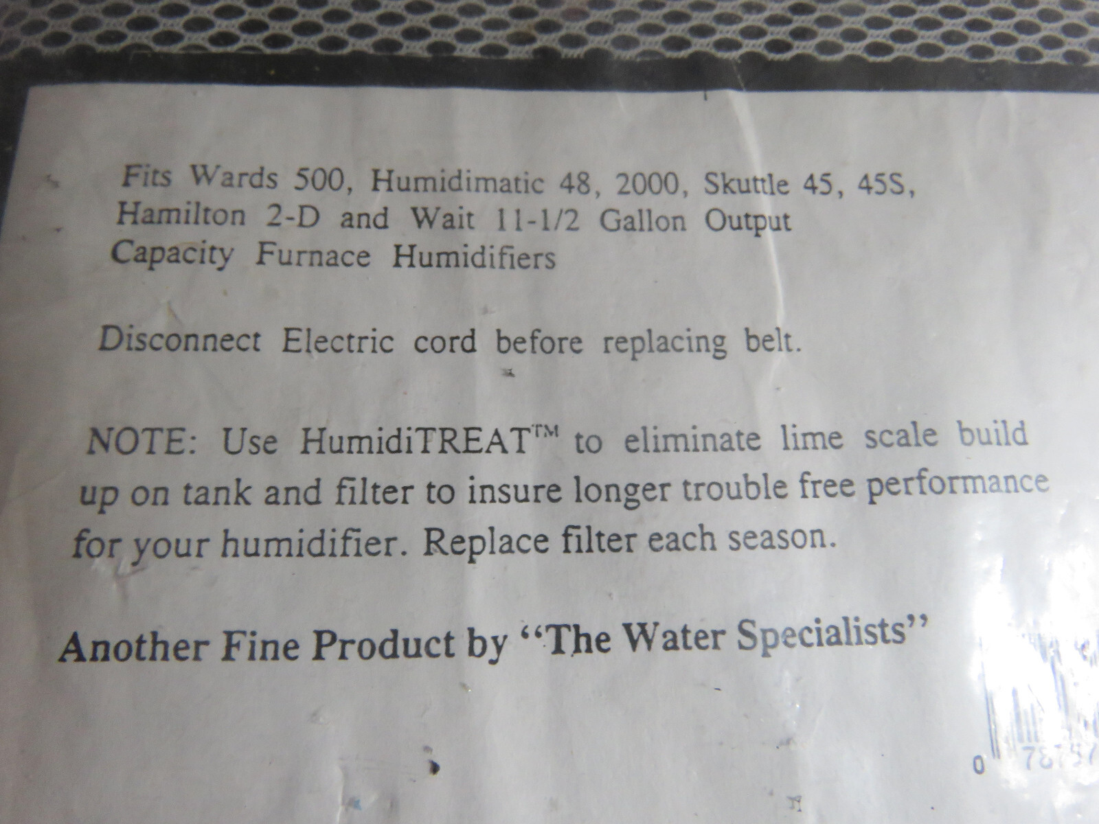 Replacement Humidifier Belt for Furnace Drum Type for 7" wide Drum Type
