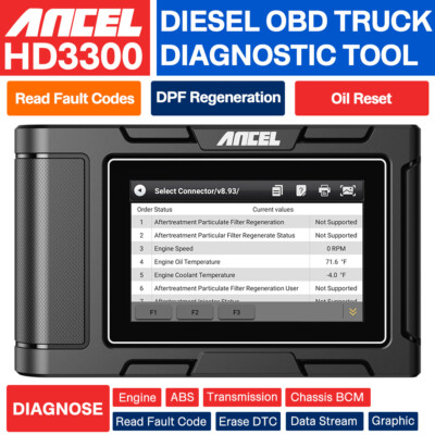 Ancel HD3300 DPF Regen Heavy Duty Truck OBD2 Scanner Diagnostic Tool All System