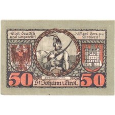[#288264] Austria, St Johann, 50 Heller, portrait, 1921, 1921-03-31, UNC, Mehl:F