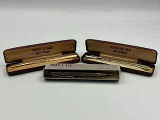 Yard o Led Propelling Pencils inc Sterling Silver Plate and Rolled Gold Boxed