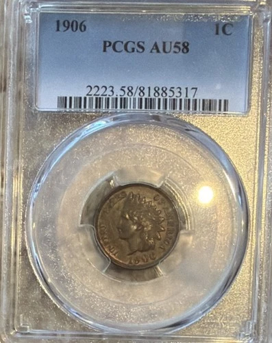 1906 Indian Head One Cent PCGS 1c AU58