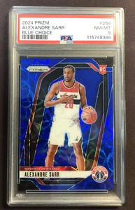 2024-25 Panini Prizm Blue Choice #264 Alexandre Sarr Rookie RC 11/49 PSA 8 KM036