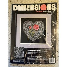 Vintage 1990 Dimensions Roses and Old Lace No Count Cross Stitch Kit 3949 Floral
