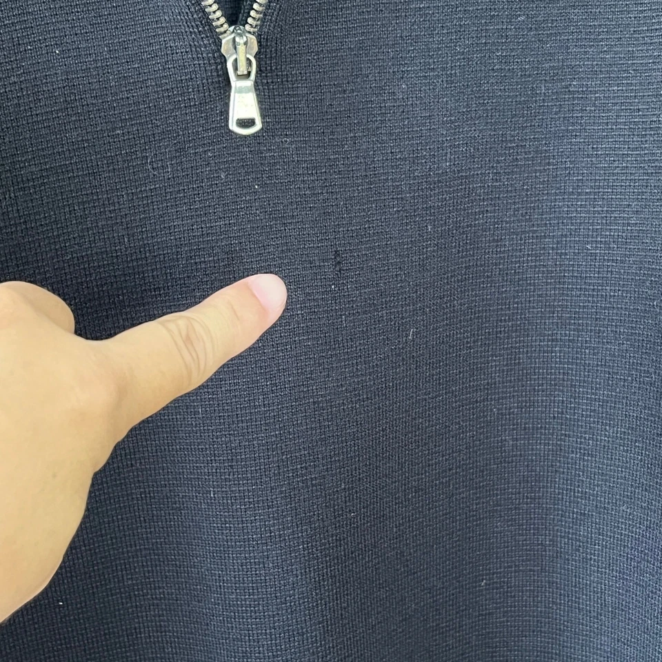 Metropolitan View Men's L Black Merino Wool 1/4 Zip Sweater Made Italy Classic - Image 4 of 4