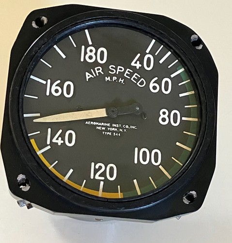 VINTAGE AEROMARINE INSTRUMENT CO TYPE 544 AIRCRAFT AIRSPEED INDICTOR GAUGE