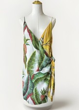  FARM RIO Azalea Forest Floral Tropical Wrap Mini Dress SZ L Resort Boho