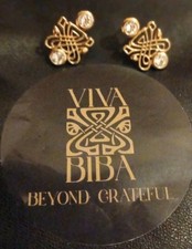 Biba Gold Diamante Earrings - Elegant Jewellery - Beautiful Vintage Chic