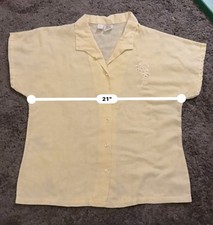 Vintage 1970s JCPenney Fashions Pale Yellow Button Short Sleeve Collared