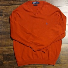 Polo Ralph Lauren Men's Size L Red Pullover Sweater V-Neck Pima Cotton Logo