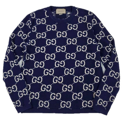 Authentic GUCCI Wool GG Monogram Sweater   Navy   Men s Size XL   22SS Me