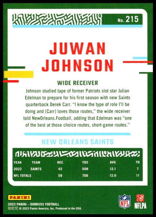 2023-juwan-johnson-panini-donruss-football-215-new-orleans-saints-ebay