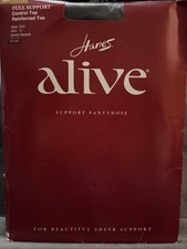 Hanes Alive Full Support Pantyhose Control Top Reinforced Toe Sz C Barely Black