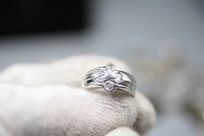 VINTAGE STERLING SILVER 4 CZ STONE SIZE 6.75 RING