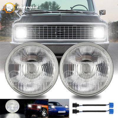 Pair 7 inch LED Headlights Round DOT Approved Hi/Lo Lamp For 1967-1972 Chevy C10