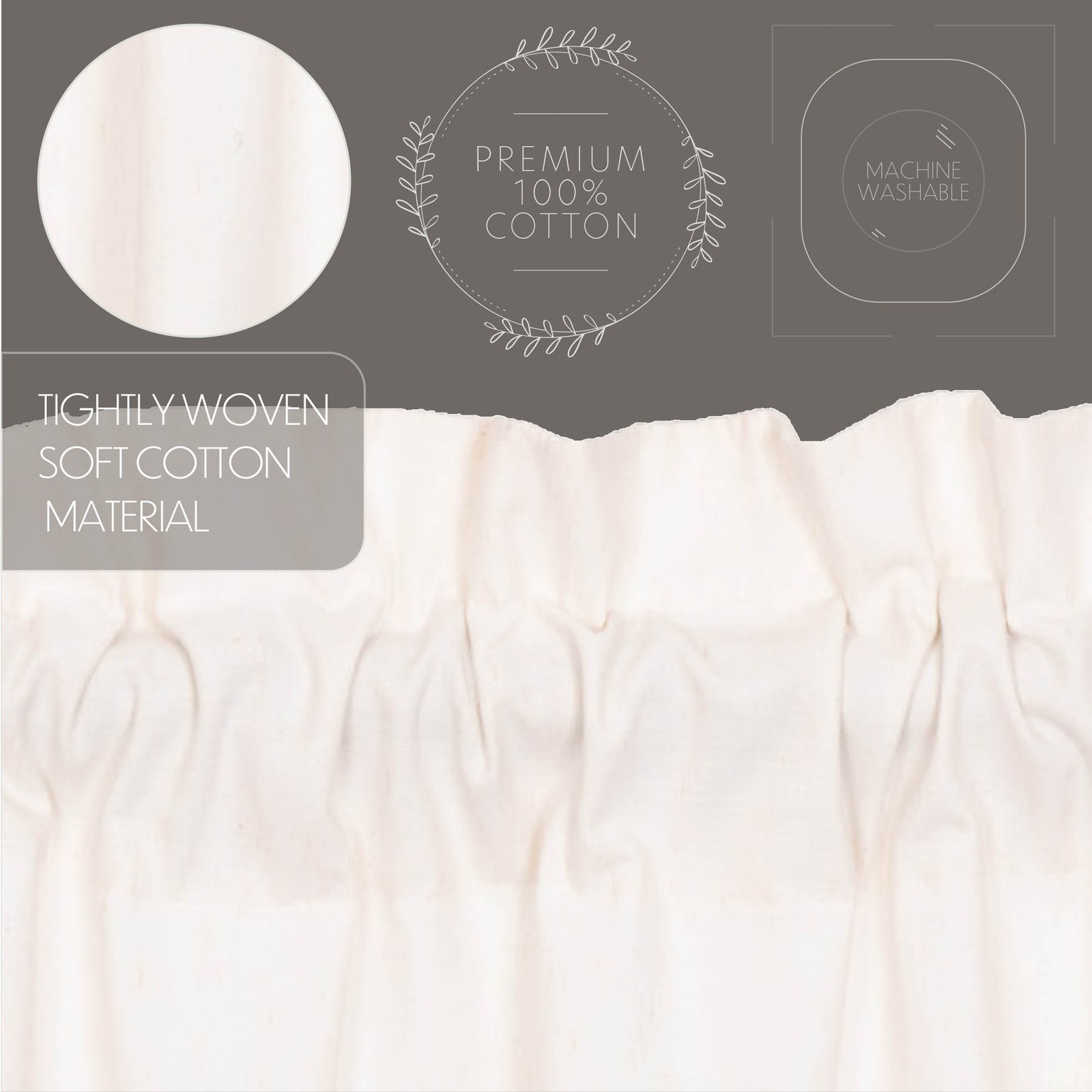 Simple Life Flax Antique White Set (2 Swag 36x16 ; 2 Tier 24x36) VHC Brands