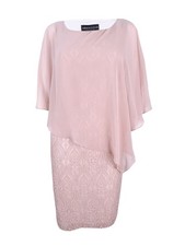 Connected Women's Lace Cold-Shoulder Cape Dress