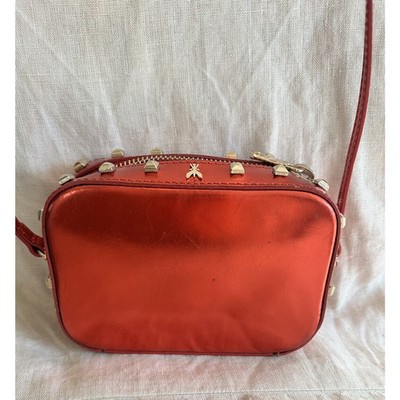 Patrizia Pepe Red Bag Metallic Gold Studded Crossbody Camera Mini 6x4  Italy