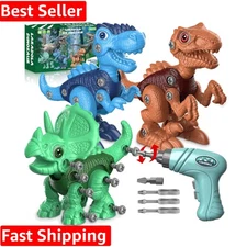 STEM Take-Apart Dinosaur Building Kit with Electric Drill for Kids 3-8