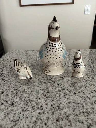 Red Wing Pottery Bob White Quail Hors D’oeuvres Server & Salt Pepper Shakers Set