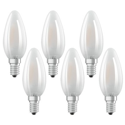 6 x Osram LED Filament Leuchtmittel Kerze 4W =40W E14 matt 840 neutralweiß 4000K