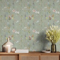 Elsie Florale SalbeigrüNe Tapete AF0044 MehrblüTen Schlafzimmer Akzentwand