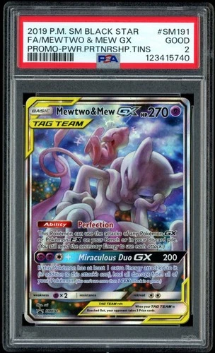 2019 POKEMON SM BLACK STAR PROMO #SM191 FULL ART/MEWTWO & MEW GX PSA 2