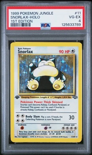 PSA 4 1ST EDITION 1999 Pokemon Jungle Snorlax 11/64 Holo Foil Rare WOTC