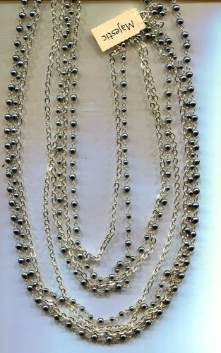 Majestic multi strand Faux Pearl Silver Necklace nib - Picture 2 of 2