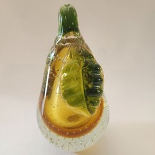 MCM Vintage Murano Glass Pear Handblown Sculpture Italy Bookend Paper Weight
