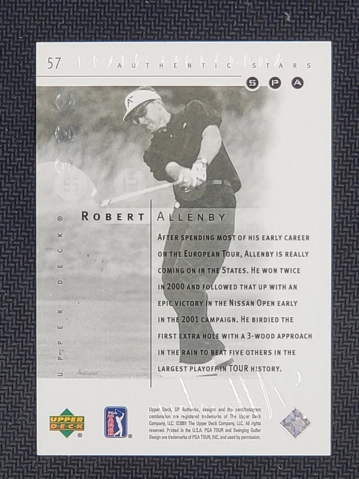 2001 SP Authentic Authentic Stars /2999 Robert Allenby #57 Rookie RC - Image 2 of 2