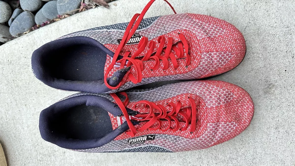 Puma Roma Woven Mesh Mens 9 1 2 US Red Grey 360091 01 2015 eBay