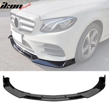 Fits 17-20 Benz W213 E-Class B Style Front Bumper Lip Spoiler PP Gloss Black