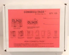 Genuine Versa-Tags Consecu-Tags Form #226 RED Blank 125/box w Key Tags Rings