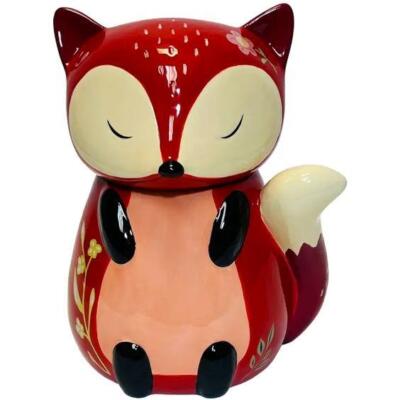 Sweetie Fox Treat Jar Ceramic Kitchenware Hand Painted Whimsical Forest