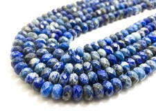 Natural Blue Lapis Lazuli Faceted Rondelle Gemstone Beads 5mm x 8mm - PG73B