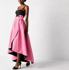 Johnny Wujek Pink and Black Rosette Accent Prom Maxi Skirt NWT - Medium