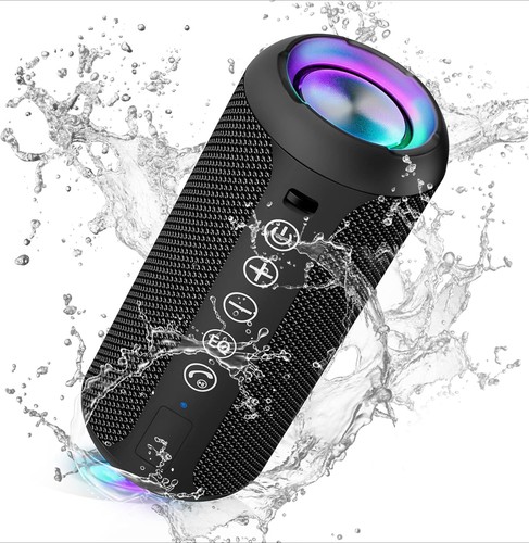 Bluetooth Speaker: IPX7 Waterproof, LED Lights,for Home/Outdoor/Party/Beach