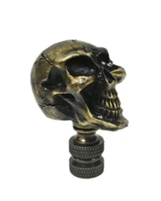 Lamp Finial-SKULL-Aged Brass Finish, Highly detailed metal casting