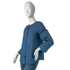 A.P.C. Rue Madame Paris LEA Blouse in Stonewashed Indigo Blue SIze EU 36, US S