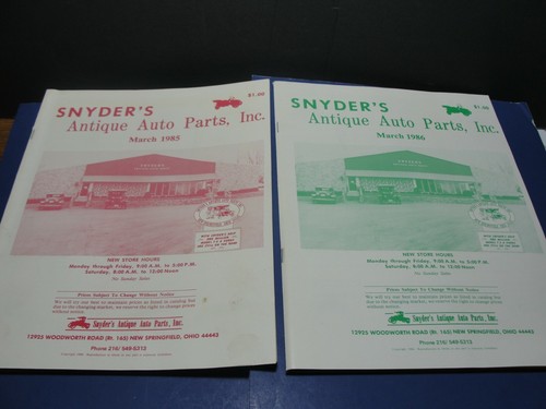 (2) Snyder's Antique Auto Parts Catalog 1985 & 1986 | eBay