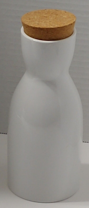 Artisan Corked Creamer Sake Glass Bottle Milk White Vase 7.5 inches tall 3" wide