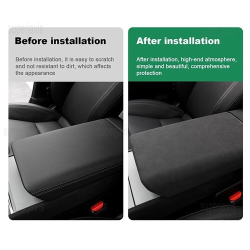 1 Pcs Grey Suede Center Console Armrest Wrap Cover For Tesla Model 3 Highland - Picture 7 of 16