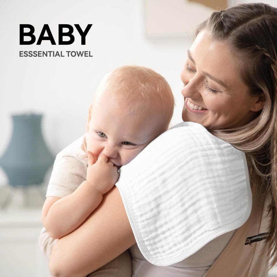 Synrroe Muslin Burp Cloths 4 Pack Large 20" by 10" 100 Cotton 6 Layers