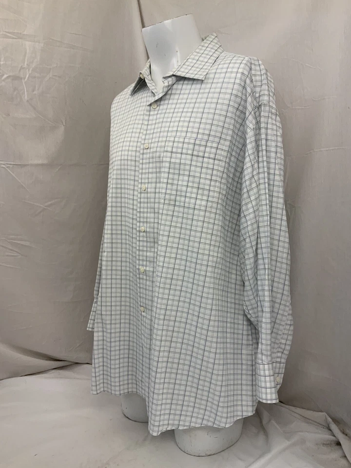 Tommy Bahama Dress Shirt 17.5 32 33 Green Blue Check 100% Cotton YGI W1-98 - Image 4 of 4