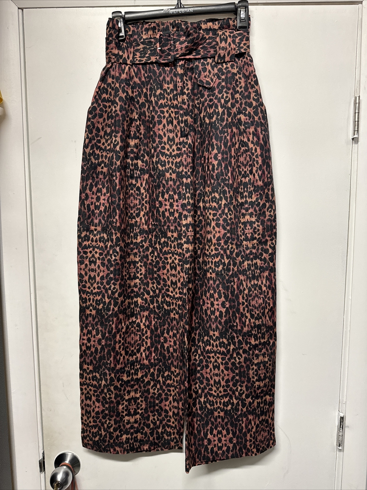 solid and striped Leopard Printed Linen Trouser S… - image 1