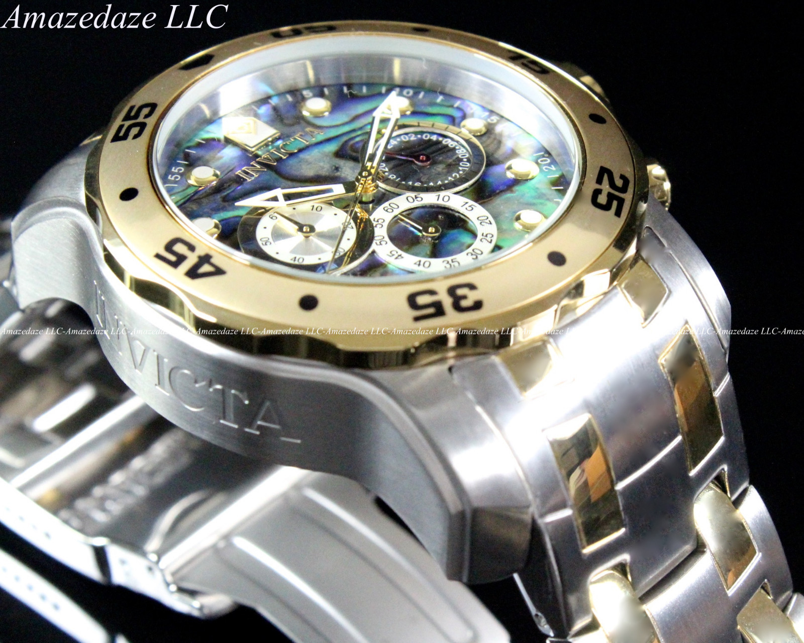 NEW Invicta Mens Scuba Pro Diver Stainless Steel Abalone Dial Chronograph Watch image