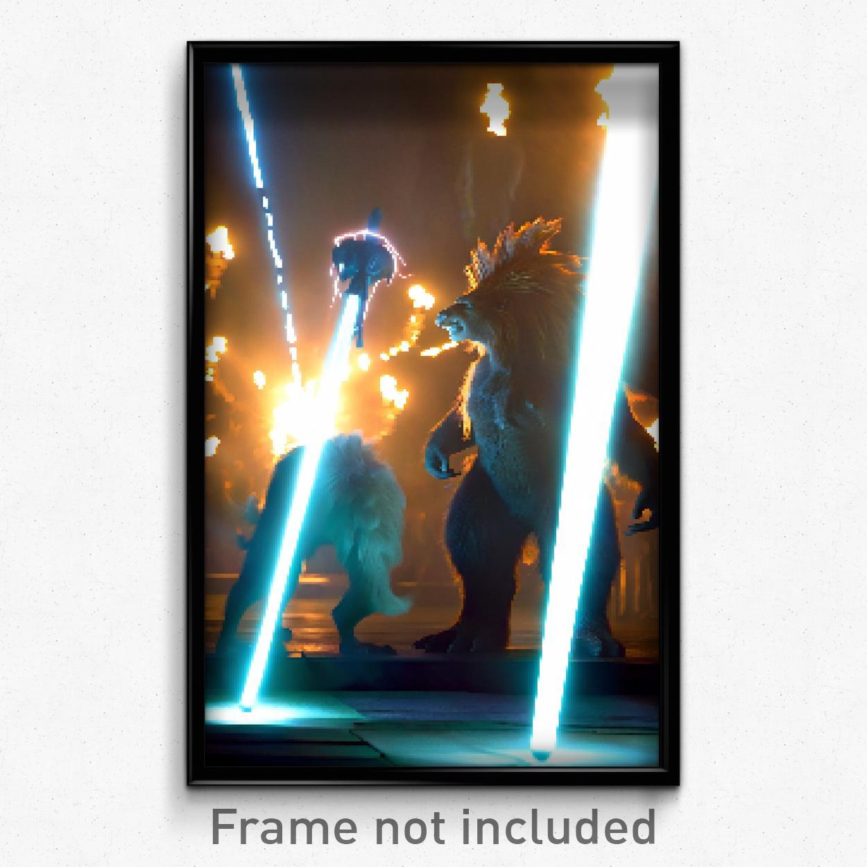 8 Bit Psychedelic Pixel Art Poster - Thunderous Menagerie Video Game Print