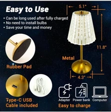 LED Table Lamp, 3200mAh Rechargeable Battery Operated, 30 Lighting Modes Beds...