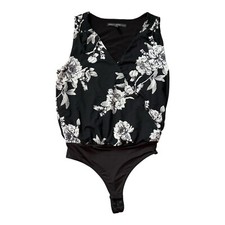 WHITE HOUSE BLACK MARKET Bodysuit Womens Size S Mesh Peony Floral Top Blouse